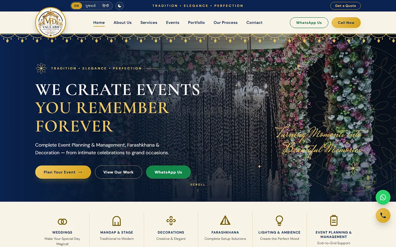 Shree Vallabh Farashkhana & Decorators: desktop screen, light theme