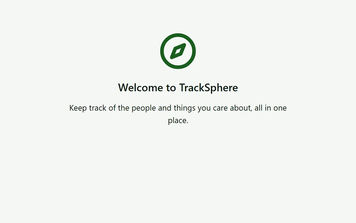 TrackSphere: desktop screen, light theme