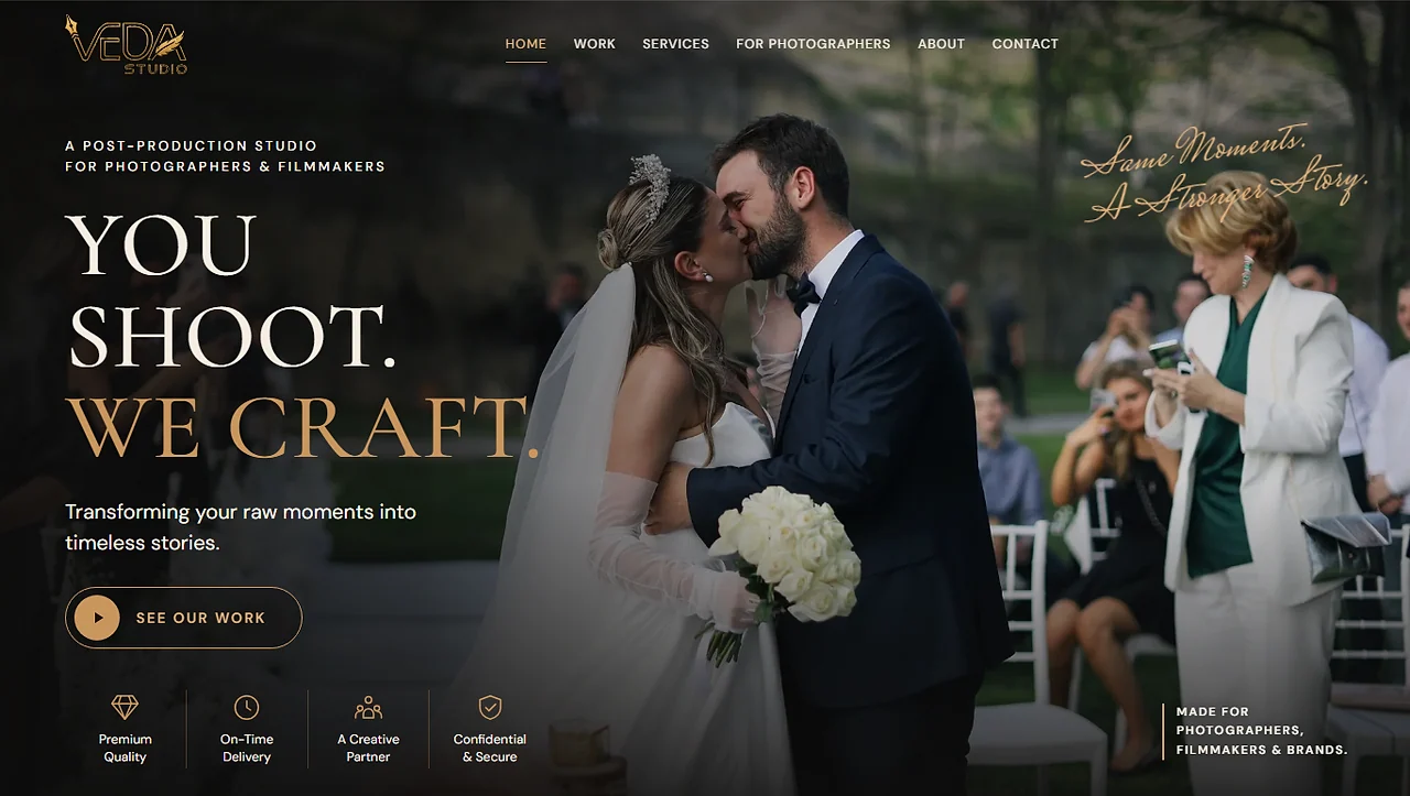 Veda Studio: desktop screen, dark theme
